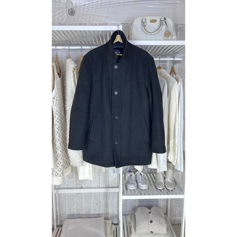 Dockers Men's Size L Black Insulated Zip Up Woold Overcoat SI 0003 - Picture 1 of 8